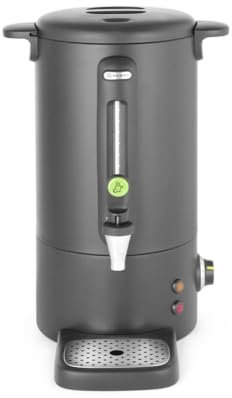 HENDI Heißgetränkespender, UNIQ, für Glühwein und Wasser, tropffreier Zapfhahn, Wasserstandsanzeige, Glühweinkocher, Heißgetränkeautomat, 9L, 230V/950W, 307x330x(H)450mm, Edelstahl, PP, Schwarz