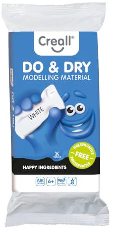 Creall Do & Dry Lufttrocknende Modelliermasse, Weiß, 1 x 500g | Ton ohne Brennofen | Gebrauchsfertig & weich | Kinder Basteln Schule Hobby DIY & kreative Projekte