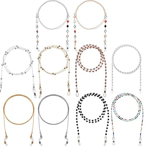 LIPIODOL 10 Stück Masken-Kette Brillenketten Perlen Brillenband Inhaber Gläser Halskette Gurt Auge Glass für Frauen