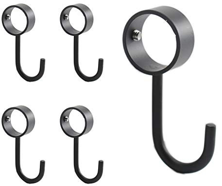 Ulifestar Edelstahl-Schrankstangen-Haken, robuste Haken zum Aufhängen von Töpfen, Pfannen, Tassen, Handtüchern, Ofenhandschuhen, verstellbare J-förmige Küchenhaken, 5 Stück, Schwarz