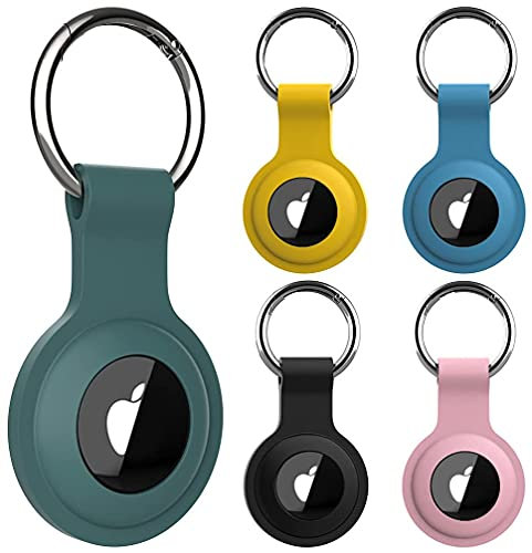 5 Pièce Étuis pour Apple AirTag 2021, Airtag Porte Clé - Anti-Chute et Anti-Rayures pour Animaux Portefeuilles et Bagages, Compatible avec Le Nouvel Air tag Locator Tracker Étui