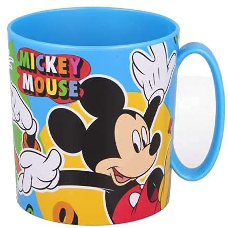 ILS I LOVE SHOPPING Tazza Bicchiere in plastica 350ml per Microonde con manico Bambini colazione BPA-free (Mickey Mouse Topolino)
