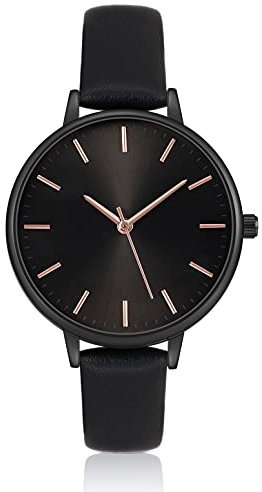 KIMOMT Damenuhren Lederband Luxus Quarzuhren wasserdichte Mode Kreative Armbanduhr für Damen Mädchen Damen (Schwarz(807))