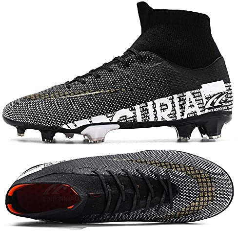HESBITEUL Herren Fußball Stiefel High Top Spikes Microfaser Cleats Beruf Athletics Fussballschuhe Trainingsschuhe Unisex Teenager Erwachsene Outdoor Sport Football Turnschuhe
