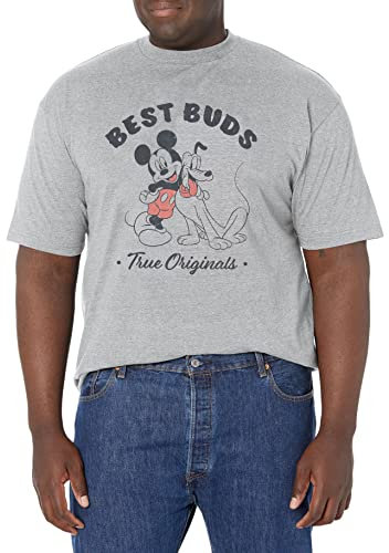 Disney Herren Vintage-Knospen T-Shirt, Athletic Heather, L Groß Tall