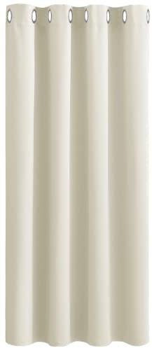 PONY DANCE Kurze Gardinen Kinderzimmer - Ösenvorhang Blickdicht Thermovorhang gegen Kälte und Hitze Verdunklungsvorhänge Gardinen Kurz Fenster, 1 Stück H 137 x B 132 cm, Hellbeige