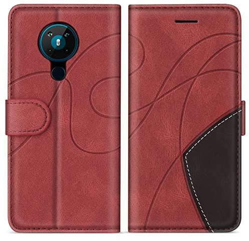 KKEIKO Hülle für Nokia 5.3, PU Leder Schutzhülle für Nokia 5.3, Kratzfestes Brieftasche Handyhülle mit Kartenfächern, Rot