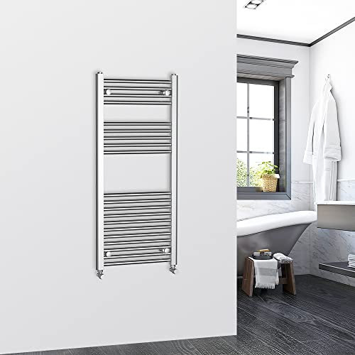 Warmehaus 1100x500mm Chrome Bathroom Heated Towel Rail Radiator Straight Ladder Style Towel Warmer