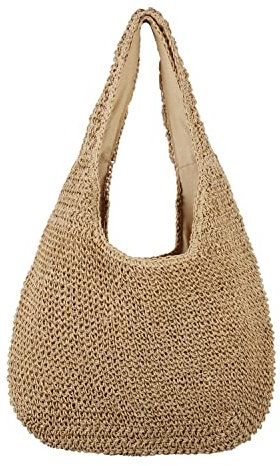 LUI SUI Sac fourre-Tout en Paille Sac à bandoulière de Plage d'été pour Femme, Sac à Main tissé à la Main décontracté de Grande capacité