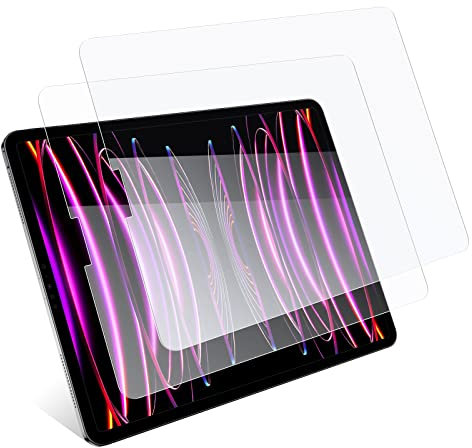 JEHOO 2 Stück Schutzfolie für iPad Pro 12,9 Zoll 2022/2021/2020/2018 (6. / 5. / 4. / 3. Generation), 9H-Härte Glas Displayschutz Folie, Face ID möglich