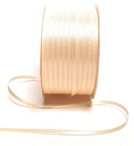 s.dekoda Satinband 50m x 3mm Creme - Champagner Schleifenband Dekoband Satin