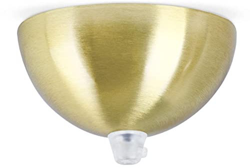 Lampen Baldachin aus Eisenblech Halbrund, inkl. Klemmnippel für Befestigung am Kabel (Keine Bohrlöcher erforderlich), Messing-Finish, gebürstet