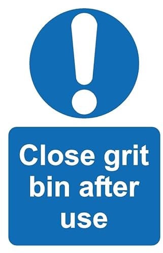Close grit bin after use safety sign - Self adhesive sticker (200mm x 150mm)