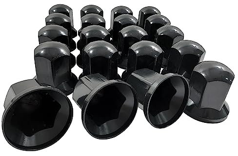 Lot de 80 cache-écrous de roue noirs en plastique ABS pour camion, remorque, bus, caravane, protection des écrous de roue - 80 pièces x 32 mm