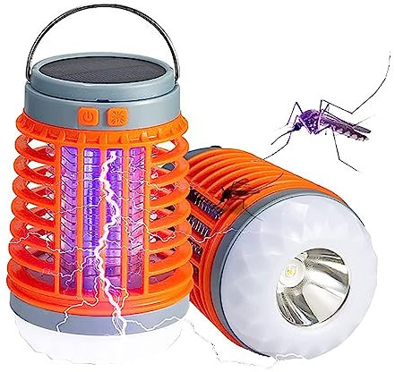 Insektenvernichter Elektrisch Camping Mückenlampe 3-in-1 LED Tragbare Mückenschutz mit Solar und USB Aufladung, Mückenfalle Mückenabwehr Outdoor Indoor, Tragbarer Mückenvernichter für Schlafzimmer (C