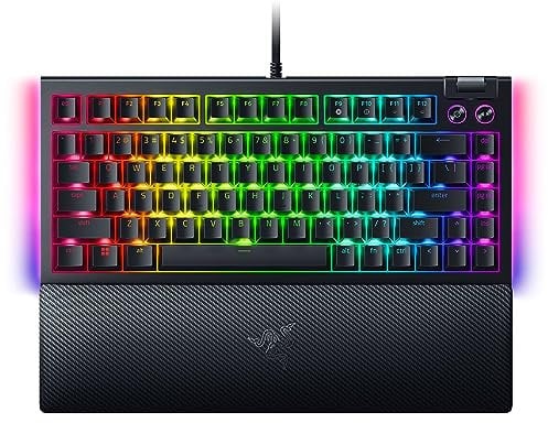 Razer BlackWidow V4 75% mechanische Gaming-Tastatur, Hot-Swappable Design, kompakt & langlebig, orange taktile Schalter, Chroma RGB, MF Roller & Media-Tasten, komfortable Handballenauflage, Schwarz