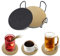 Dalababa 6 Stück Untersetzer Gläser Edelstahl mit Halter, Rund Glasuntersetzer-Set, Metall Getränkeuntersetzer für Bar, Kerzen, Glas, Tassen - Gold