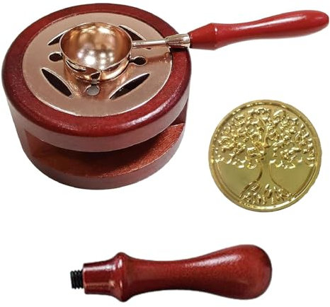 ARTGHJL Kit de Cera Para Horno de Fusión, Calentador de Sellos de Cera, Herramienta de Sello de Cera, con 1 Sello Sellar y Cuchara Derretir, Sellos de Lacre Horno, para Bodas, Sobres, Manualidades