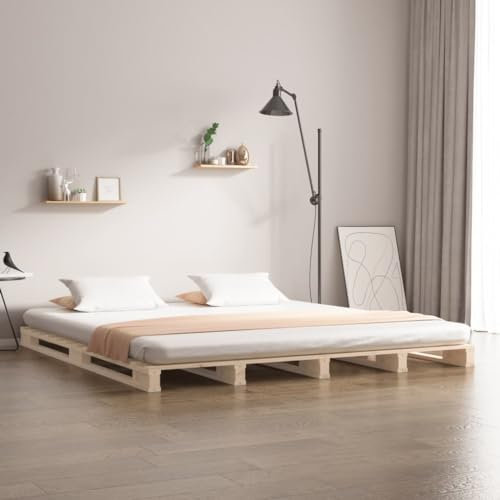 Home Outdoor Sonstiges Palettenbett 140x200 cm Massivholz Kiefer