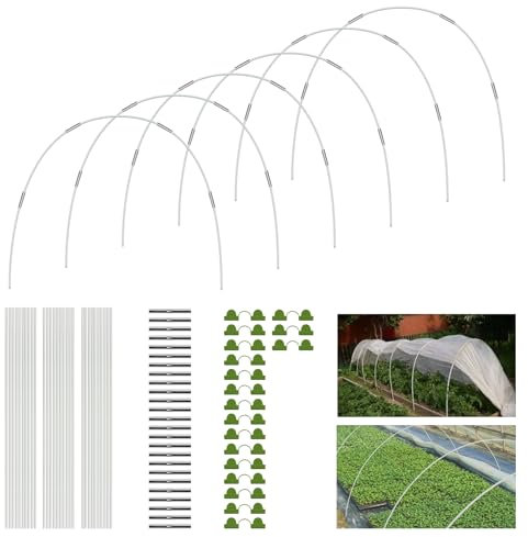 Neumáticos de invernadero de fibra de vidrio, 30 unidades de 17 pulgadas, arcos de túnel de lámina para bancal alto, duraderos y flexibles, marco de soporte de fibra de vidrio, túnel para plantas de