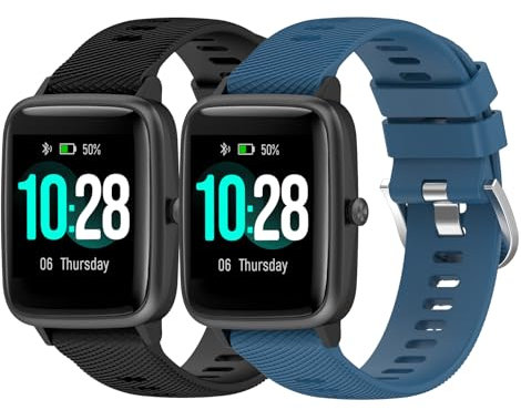 Garmcool 18mm Ersatzarmband Kompatibel mit Garmin Venu 2S / Venu 3S / Vivoactive 4S / Forerunner 255S / Vivomove 3S Armband Schwarz Seeblau Silikon Armbänder (kein uhr)