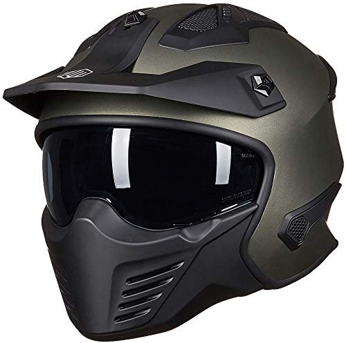 ILM Casco Moto Motocross-Casco Moto Jet Vintage Retro Patinete Homologado ECE Modelo 726X,Verde Noche,S