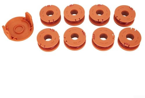 ComfyHarbor 8 Stück Trimmerspulen mit 1 Stück Spulenabdeckung Rasentrimmer Spulenschnur Ersatzset für Worx WG154 WG163 WG180 WG151
