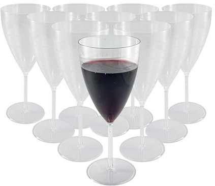 10-Pack Reusable Plastic Wine Glasses – 170ml / 5.75oz Clear Party Cups – Elegant Transparent Drinkware for Weddings, Cocktails, Birthdays, Events, and Entertaining