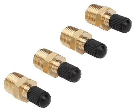 Air Tank Valve, 4Pcs Tank Valve 1/4in NPT Male Thread 200PSI Standard Valve Brass Valve with Sealing Caps Schrader Valve for Car Repair