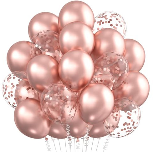 Palloncini Oro Rosa Metallizzati, 30 Pezzi Elio Coriandoli Oro Rosa, 12 Pollici per Feste Compleanno Bambine Donne Matrimonio Baby Shower San Valentino Rivelazione Del Sesso