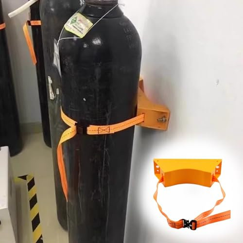 DRFGHK Oxygen Tank Holder Orange Oxygen Cylinder Tank Holder for Wall, Adjustable Gas/Nitrous Bottle Stand Oxygen Tank Bracket, Plastic Cylinder Fixing Holder with Buckle