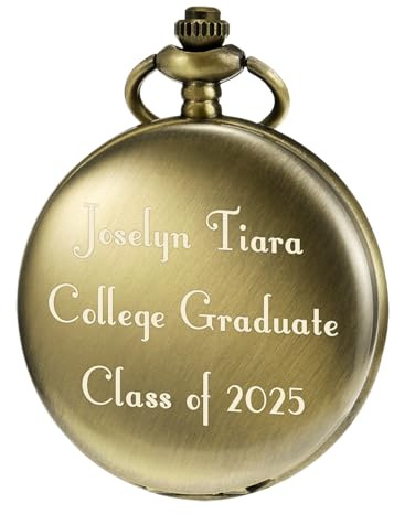 TREEWETO Personalisierte Taschenuhr Benutzerdefinierte Taschenuhren Kette Vintage Quarz Taschenuhr Uhr Abschiedsgeschenk für Männer Söhne Tochter Freund