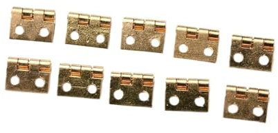 GUIPENG 10Pcs Brass Plated Mini Hinge Small Decorative Jewelry Wooden Box Cabinet Door Hinges with Nails Dollhouse Furniture Acc