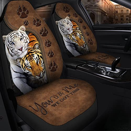 Autositzbezüge Tiger, Du Und Ich, Wir Schaffen Das Auto-Sitzbezug Universal Auto-Schonbezüge Rutschfester Autositzbezüge Kompletter Satz Für Autos SUV Fahrzeuge 52X138CM