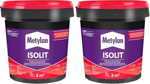 Metylan Isolit, Adesivo in Pasta Bianco per Applicazione di Polistirolo, Poliuretano espanso, Lana di Roccia e di Vetro, Rivestimenti in Sughero e di Isolanti Termici ed Acustici, Secchio da 925g