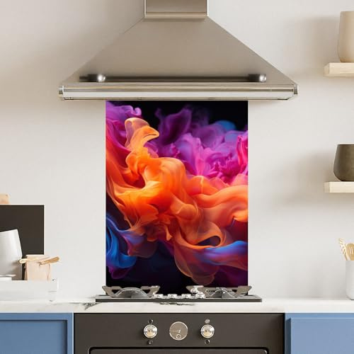 Premium 60 x 90cm Colour Cloud 6mm Glass Toughened Kitchen Splashback