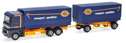 Herpa LKW Modell Renault AE Wechselpritschen/planen-Hängerzug ASG (Schweden), Miniatur im Maßstab 1:87, Sammlerstück, Made in Germany, Kunststoff