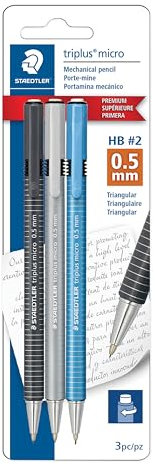 STAEDTLER triplus micro Druckbleistift mit Drehradierer, 0,5 mm Mine, Druckbleistift, Schreiben, Zeichnen, Zeichnen, 3 Stück, 77427BK3A6
