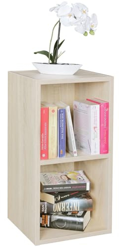 Wohnling Standregal WL5.176 Holz 30x60x30 cm Modern Sonoma Regal Klein, Wandregal Ablageregal Schmal, Kleines Bücherregal 2 Ablagefächer, Schmales Design Holzregal Nischenregal