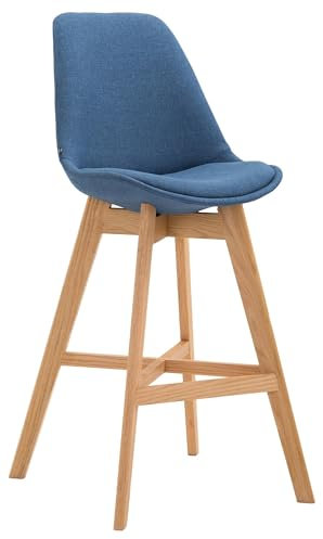 CLP Barhocker Cannes Stoff-Bezug I Holz-Gestell, Farbe:blau, Gestell Farbe:Natur