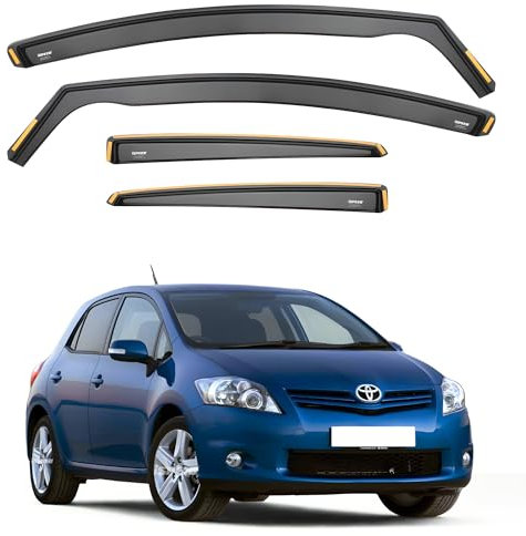 iSpeed Wind Deflectors For Toyota Auris mk1 2006-2012 5 Door Hatchback 4pc Set - Keep Your Car Ventilated in Rain - Reduce Wind Turbulence - Tinted In-Channel Type