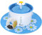 Pet Water Fountain with Water Level Window, Ultra Silent Healthy and Hygienic Cat Waterfall Flower Style Fountain, 3 Modes Drinking Fountain, with 1 Carbon Filter and 1 Large Silicone Mat, Blue