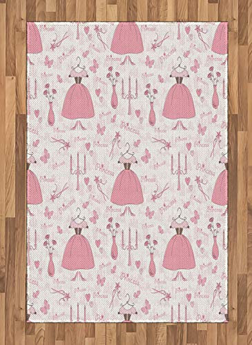 ABAKUHAUS Rosa Teppich, Prinzessin Mystic Kerzen, Deko-Teppich Digitaldruck, Färben mit langfristigen Halt, 120 x 180 cm, Hellrosa Weiß Puder Rosa