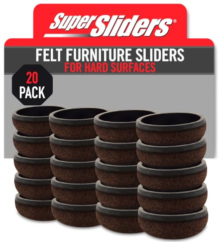 Super Sliders 4318795N Secure Grip Formed Felt Furniture Pads for Hardwood Floor Protection, 1-1/4 Inch, Brown