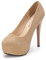 OCHENTA Women's Round Toe Stiletto High Heel Platform Slip On Pumps Glitter Gold Asian Size 41 - UK B(M) 7.5