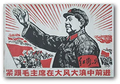 Chinesische Propaganda-Poster Followed Chairman Mao Through The Storm, Wandkunst, Poster, Scroll, Leinwand, Gemälde, Bild, Wohnzimmer, Dekoration, Heimdekoration, gerahmt, 50 x 75 cm