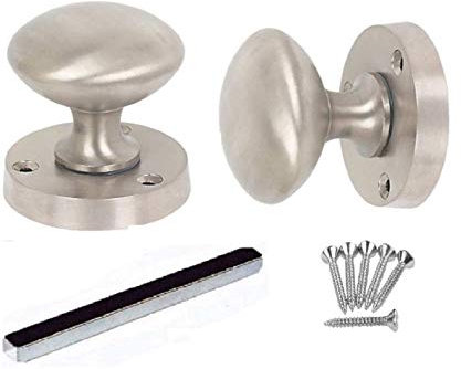 Jiyo.Outdoor Satin Brushed Chrome Mortice Sprung Door Knob Set Pack Pair