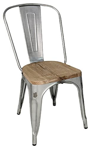Bolero Bistro Beistellstühle mit Holzsitzpolster (4er-Pack), Stahl verzinkt/Sitzfläche aus Esche, Sitzhöhe: 445mm, Innen- & Außenstühle, stapelbar - Restaurant, Bars, Clubs & Heimgebrauch, GM642