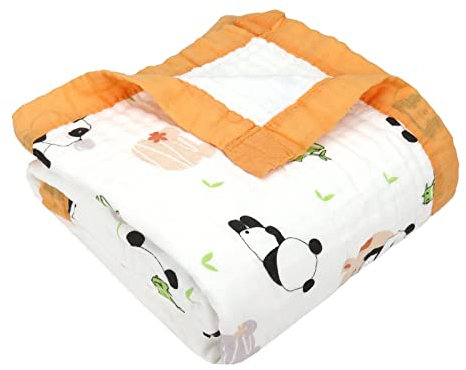 Hivia Musselin Decke 6 Lagig Kuscheldecke Baby Baumwolle 110 x 110 cm Musselin Babydecke Wickeldecke Weiche Decke für Badetuch,Kinderdecke Neugeborene Unisex (Bambuspanda)