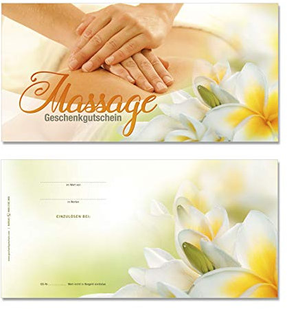 GESCHENKGUTSCHEINcom by POS-HAUER. 25 Gutscheine. Blanko zum Selberausfüllen. Für Massage Massageinstitut Massagebehandlungen.
